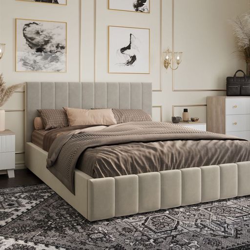 Кровать с подъемным механизмом «Нельсон», 1400, бежевая